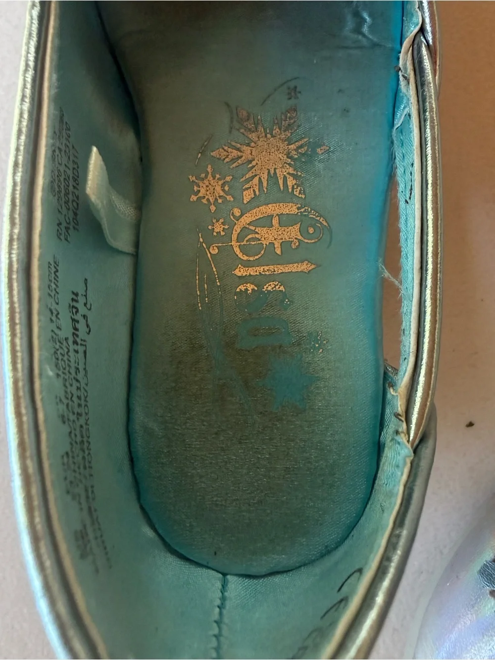 Disney Iridescent Silver Girls Dress Heels with Teal Accents